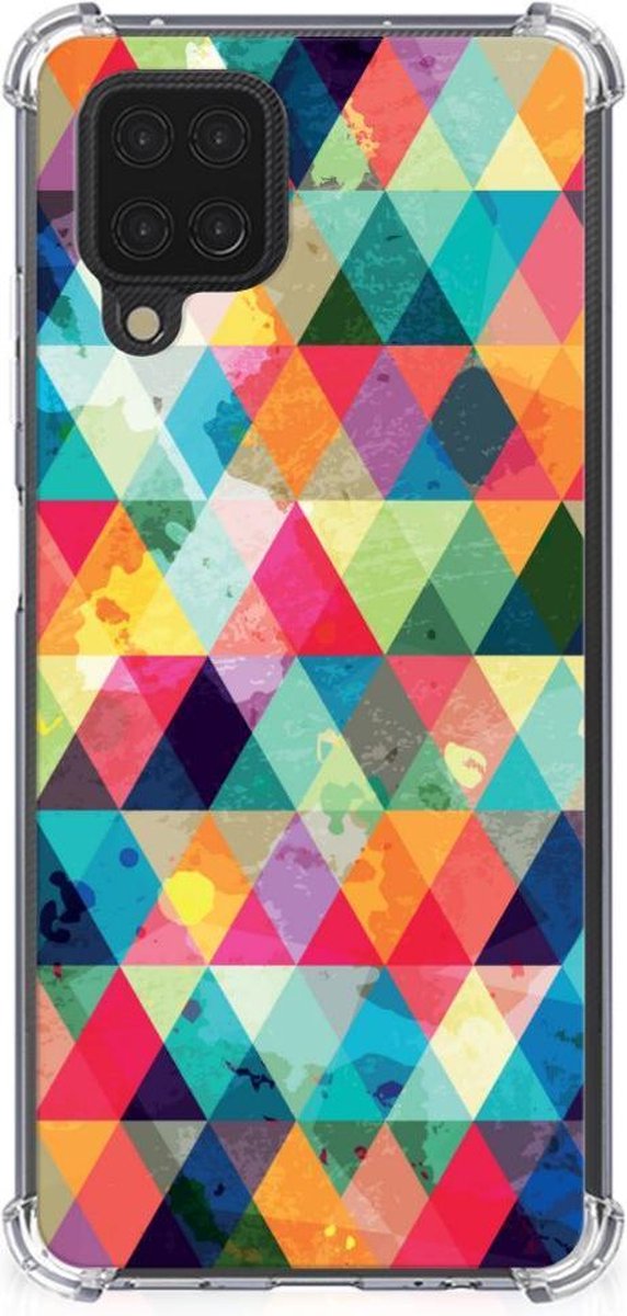 Back Cover voor Samsung Galaxy A12 Doorzichtige Silicone Hoesje Geruit