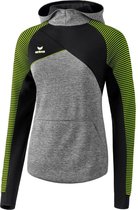 Erima Premium One 2.0 Sweatshirt met Capuchon Dames Grijs Melange-Zwart-Lime Pop Maat 34