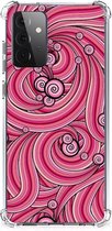 Anti Shock Case Geschikt voor Samsung Galaxy A72 4G/5G Telefoonhoesje met doorzichtige rand Swirl Pink