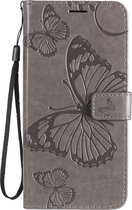 Oppo Reno 4 Pro 5G Hoesje - Mobigear - Butterfly Serie - Kunstlederen Bookcase - Grijs - Hoesje Geschikt Voor Oppo Reno 4 Pro 5G