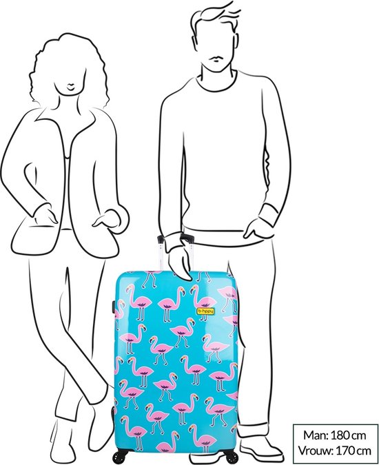 BHPPY Reiskoffer groot 76x49x29cm - Lichtgewicht koffer met 95L inhoud - Reiskoffer met 4 wielen - Veilig cijferslot - Flamengogo