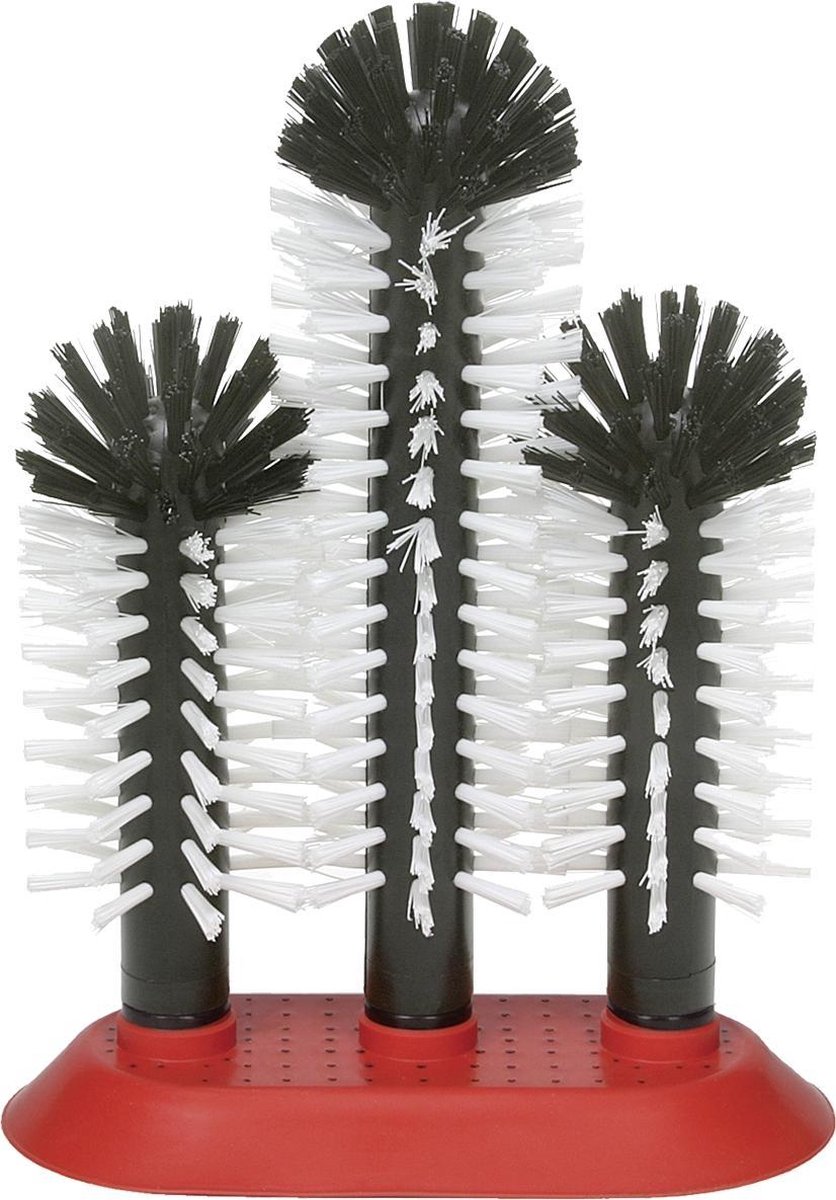 Spoelborstel - Glazenspoelborstel - Bierglasreiniger - Afwasborstel - Spoelborstel voor Bierglazen - Vaatwasborstel - Spoelbakborstel - Bierborstel met zuigplaat - 2 x 18cm + 1 x 25cm