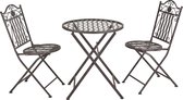 Set de bistro Biella table de jardin en métal avec 2 chaises de jardin vertes