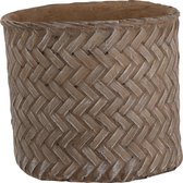 J-Line Bloempot Immitatie Gewoven Cement Taupe Large