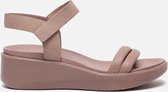 Ecco Flowt Wedge sandalen met sleehak taupe - Maat 37