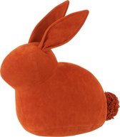 J-Line Konijn Deurstop Mat Fluweel Oranje Medium - Paasdecoratie