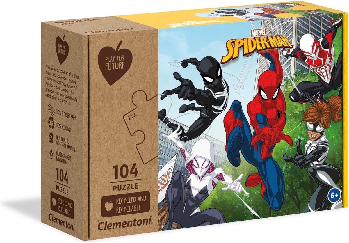 Clementoni Kinderpuzzels - Marvel Spiderman, Play for Future Puzzel 104 Stukjes, 6-8 jaar - 27151