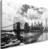 Schilderij Brooklyn bridge Abstractie, NYC, 2 maten, zwart-wit, Premium print