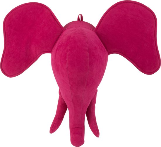 J-Line | Wanddecoratie Kinderkamer | Dier Olifant | Fluweel Roze | Textiel