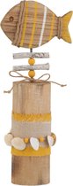 VIS OP VOET HOUT GEEL/NAT S (30,5x12x6,5cm)