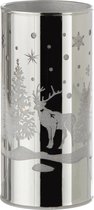 J-Line Decoratie Cilinder Led Glas Winter Zilver Medium