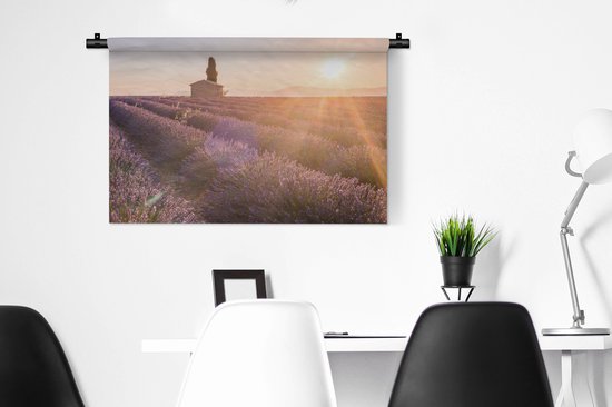 Tapisserie De lavande - Lever de soleil sur un champ de lavande Tapisserie coton 90x60 cm - Tapisserie avec photo