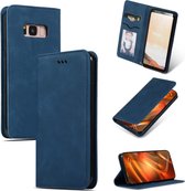 Retro Skin Feel Business Magnetische Horizontale Leren Flip Case voor Galaxy S8 (Marineblauw)