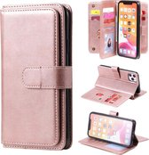 Voor iPhone 11 Pro Max multifunctionele magnetische koperen gesp horizontale flip effen kleur lederen tas met 10 kaartsleuven & portemonnee & houder & fotolijst (rose goud)