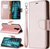 Voor Xiaomi Redmi Note 8 Pro Litchi Texture Pure Color Horizontal Flip PU Leather Case met houder & kaartsleuven & Wallet & Lanyard (Rose Gold)