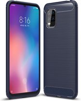 Voor Geschikt voor Xiaomi 10 Lite Brushed Texture Carbon TPU Case (Navy Blue)