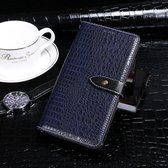 Voor OPPO Reno3 Pro idewei Crocodile Texture Horizontal Flip Leather Case met houder & kaartsleuven & portemonnee (donkerblauw)