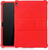 Voor Lenovo Tab M10 Tablet PC siliconen beschermhoes met onzichtbare beugel (rood)