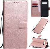 Voor LG V60 ThinQ 5G reliÃ«f zonnebloempatroon horizontale flip PU lederen tas met houder & kaartsleuven & portemonnee & lanyard (rose goud)