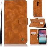 Voor ZTE Zmax Pro / Z981 Retro koperen knop Crazy Horse Horizontale flip PU lederen tas met houder & kaartsleuven & portemonnee & lanyard (goudgeel)