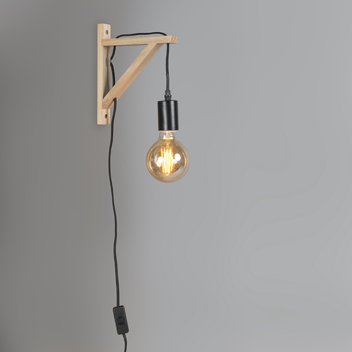 QAZQA galgje - Moderne Wandlamp voor binnen - 1 lichts - D 190 mm - Bruin - Woonkamer | Slaapkamer | Keuken