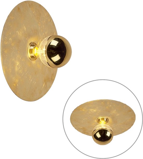 QAZQA disque - Moderne Plafondlamp voor binnen - 1 lichts - Ø 300 mm - Goud/messing - Woonkamer | Slaapkamer | Keuken