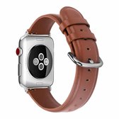 Voor Apple Watch Series 5 en 4 44 mm 3 en 2 en 1 42 mm leren riem met ronde gaten (bruin)
