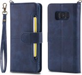 Voor Galaxy S8 + multifunctionele afneembare magnetische horizontale flip lederen tas met kaartsleuven en houder en portemonnee en fotolijst (blauw)