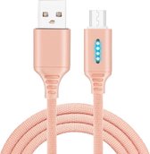 Micro USB-interface Zinklegering Lichtkrant Lichtgevende intelligente automatische uitschakeling Datakabel (rosÃ©goud)