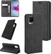 Voor ZTE Axon 11 Retro-skin zakelijke magnetische zuignap lederen tas met houder & kaartsleuven en portemonnee (zwart)