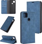 Voor Xiaomi Redmi 9C Retro-skin Business magnetische zuignap lederen tas met houder & kaartsleuven & portemonnee (donkerblauw)