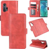 Voor Motorola Edge + Dual-side magnetische gesp horizontale flip lederen tas met houder & kaartsleuven & portemonnee (rood)