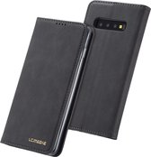 Voor Galaxy S10 + LC.IMEEKE LC-002-serie Skin Hand Feeling PU + TPU Horizontale flip lederen tas met houder en kaartsleuf en portemonnee (zwart)