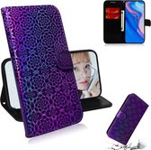 Voor Huawei P Smart Z / Y9 Prime 2019 Effen kleur Kleurrijke magnetische gesp Horizontale flip PU lederen tas met houder & kaartsleuven & portemonnee & draagkoord (paars)