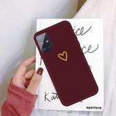 Voor Galaxy A71 Golden Love Heart Pattern Frosted TPU beschermhoes (wijnrood)