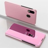 Galvaniseren Spiegel Horizontaal Flip Leren Case voor Galaxy A30 / A20, met houder (Rose Gold)