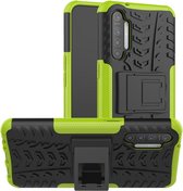 Voor OPPO Realme XT Tire Texture Shockproof TPU + PC beschermhoes met houder (groen)