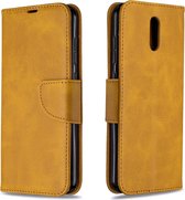 Voor Nokia 2.3 Retro lamsvacht textuur pure kleur horizontale flip pu lederen case met houder & kaartsleuven & portemonnee & lanyard (geel)
