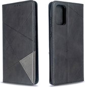 Voor Galaxy S20 Ultra Rhombus Texture Horizontaal Flip magnetisch lederen hoesje met houder en kaartsleuven (zwart)