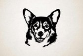 Wanddecoratie - Hond - Corgi 3 - S - 48x45cm - Zwart - muurdecoratie - Line Art