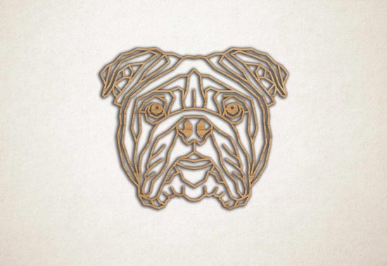 Line Art - Hond - Engelse Bulldog - M - 60x71cm - Eiken - geometrische wanddecoratie