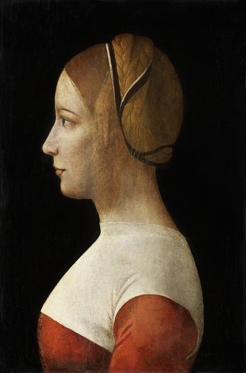 Schilderij - portret van vrouw -uit 1830 - Collectie ART Facsimile - Dibond wit - 74x74cm