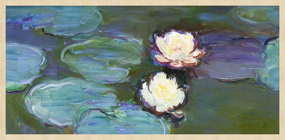Schilderij - waterlelies - Claude Monet - Collectie ART Facsimile - Forex met blanke lijst - 98x48cm