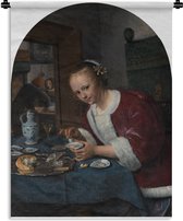 Tapisserie Jan Steen - Le mangeur d'huîtres - Peinture de Jan Steen Tapisserie coton 90x120 cm - Tapisserie avec photo