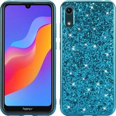 Glitter poeder schokbestendig TPU-hoesje voor Huawei Honor Play 8A (blauw)