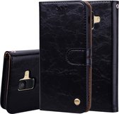 Business Style Oil Wax Texture Horizontal Flip Leather Case voor Galaxy A6 (2018), met houder & kaartsleuven & portemonnee (zwart)