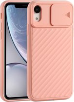 Voor iPhone XS Max Sliding Camera Cover Design Twill Anti-Slip TPU Case (roze)