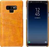 Fierre Shann Retro Oil Wax Texture PU lederen tas voor Galaxy Note9, met kaartsleuven (geel)