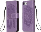 Voor iPhone 8/7 Dream Catcher afdrukken Horizontale flip lederen tas met houder & kaartsleuven & portemonnee & lanyard (paars)