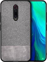 Shockproof Splicing PU + stoffen beschermhoes voor Xiaomi Redmi K20 Pro (grijs)